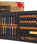 51-Piece Magnetic Nut Driver Set With Color-Coded Deep And Standard Drivers, SAE And Metric, Includes Three Socket Adapters