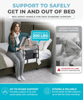Killer Grip Premium Adjustable Bed Rail For Seniors Featuring No Fuss Setup And Smart Storage Pocket Astm Approved Fall Prevention Safety Guard Railing Black Assist Bar with supportive handle for safe standing.