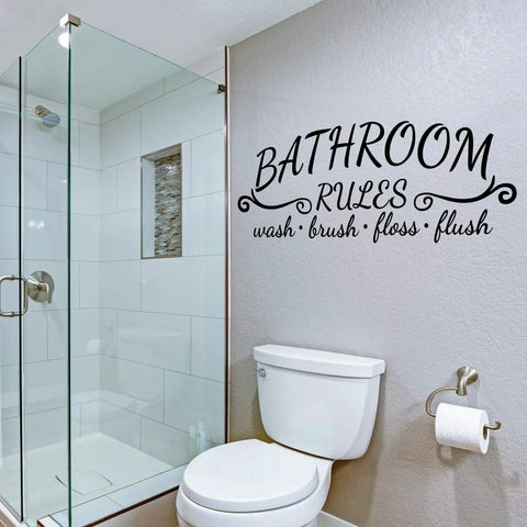 Two Pack Bathroom Wall Decals Peel And Stick Vinyl Quotes Soak Relax Enjoy Toilet Rules Decor For Home Shower And Laundry Rooms Black Wall Stickers Easy To Apply on wall above toilet