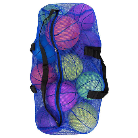 Large Capacity Mesh Duffel Gear Bag For Scuba Diving Snorkeling Equipment And Football Gear Tear Resistant Travel Tote filled with balls
