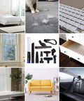 Collage of household cleaning situations and 11 Pc Universal Vacuum Attachments Kit For Wet Dry Vac Accessories displayed centrally.