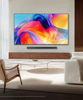 55 Inch 4K Mini Led Smart Television Boosting Straight Fire Visuals With Advanced Deep Black Contrast And Seamless Streaming Features For A Top Tier Living Room Setup displayed in a modern living room.