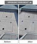 Before and after view of EVA Foam Boat Decking With 3M Self Adhesive Backing Faux Teak Marine Flooring Non Slip Pad installation