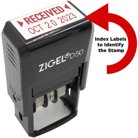 Fresh Custom Message Date Stamp With Slick Self Inking Design And Easy Refillable Red Ink Pad For Office Desks And Shipping Stations No Sweat Daily Paperwork Grind showing Received stamp with date.