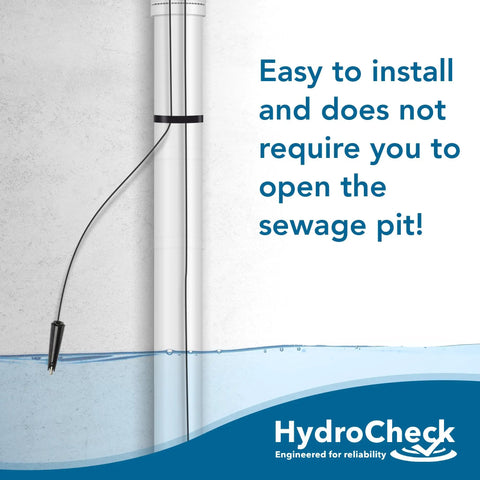 Easy No Pit Entry Electronic Sewage Pump Switch With 12ft Cord shown on pipe installation
