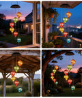 Solar Wind Chimes Outdoor Lights With 30 Warm White LEDs Hot Air Balloon Style Hanging Decor Auto On Off Light Sensing Waterproof Garden Lights For Patio Porch Yard