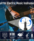 Musician using Wireless XLR Transmitter And Receiver System With 48V Phantom Power for electric guitar performance