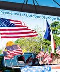 Flag Pole Carry Bag For Tailgates And Color Guard Gear, Heavy Duty 60x6 Inch Oxford Fabric Case on truck with flags