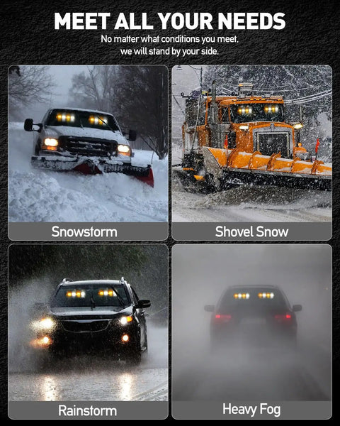Boss Level Amber White Emergency Dash Strobe Light Bar For Trucks And Construction Vehicles Windshield Visor Mount 48 Led Warning Hazard Flashing Lights Keep Your Fleet Secure On The Road Daily