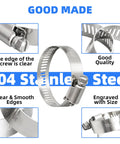 190-Piece Worm Gear Hose Clamp Set Beefy 304 Stainless Steel Heavy Duty Adjustable Clamps One Quarter To Two Inch Corrosion Resistant