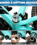 Versatile Bike Crank Puller Tool for Square Taper and Splined Cranks showing bottom bracket removal on bike frame