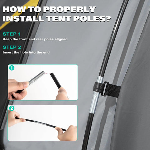 How to install tent poles for Rugged Pickup Truck Bed Tent For Camping Fits 5.5 To 6.0 Feet Bed Weatherproof 210D Oxford With PU2000 Coating