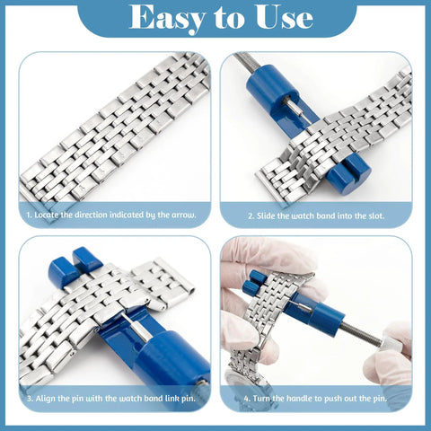 Watch Link Remover Tool With Extra Pins Portable Strap Adjustment Kit For Quick At Home Watch Repairs DIY Bracelet Remover