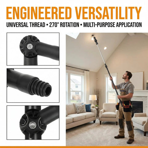 3/4 Inch Threaded Joint Angle Adaptor For Telescoping Extension Poles Head Only No Standard Pole 270 Degree Rotation Handy Access To High Ceilings Windows Gutters Fans Lamps Painting And More 2 Pack black threaded adapter on extension pole used for ceiling light access