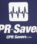 CPR-Savers logo on fabric background, representing Top Tier Infant CPR Training Manikin With Realistic Dark Skin Texture And Integrated AHA Feedback Monitor