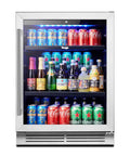 Under Counter Beverage Refrigerator With Glass Door 24 Inch 180 Can Beer Cooler, Temperature Range 34-54 Degrees Fahrenheit