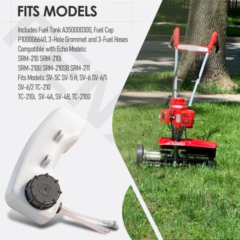 Fuel Tank Kit A350000300 Compatible With Mantis 2 Cycle Engines with lawn tiller background