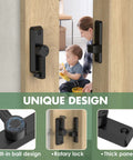 Barn Door Lock Latch With 90 180 Degree Flip For Sliding Doors showing built-in ball design and rotary lock on wood panel