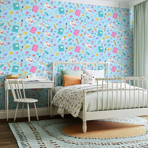 Top Tier Botanical Floral Peel And Stick Wallpaper Removable Self Adhesive Wallcovering Giant Roll on colorful children's bedroom wall.