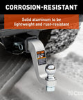 Aluminum Trailer Hitch Ball Mount for 2 Inch Receiver 8000 Lbs Capacity attached to a vehicle, showing rust resistance.