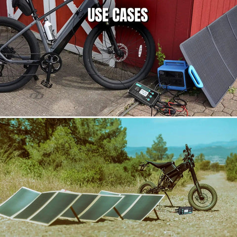 Use case of Beefy Waterproof Boost MPPT Solar Charge Controller 12V-48V Up To 250W Panel with electric bikes and solar panels.