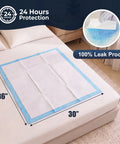 Heavy Duty Disposable Bed Pads Extra Large Underpads 50 Pack Super Absorbent Leak Proof Chux Style Pads For Adults Pets And Elders 30By36 Inch Blue on bed