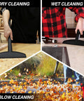 8 Gallon Wet Dry Vacuum With 4.5 Peak HP Motor, 3 In 1 Multi Function showing dry, wet, and blow cleaning on different surfaces