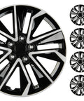 16 Inch Hubcaps Set Of 4 For Steel Wheels OEM Replacement Snap On Wheel Covers Durable ABS Black And Silver 10 Spoke Design