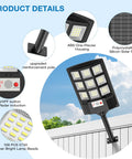 IP66 Waterproof Solar Street Lights With Motion Sensor And Remote, mounted on pole, polycrystalline panel, 108 LED, 2 Pack
