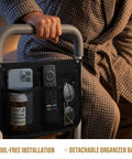 Heavy Duty Bed Rail For Seniors With Non Slip Foam Grip And Safety Strap ASTM Certified beside chair, storage pocket view
