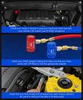 R1234yf Quick Coupler Adapters Set For Automotive Air Conditioning High And Low Pressure Connectors 5 And 6 Ball Quick Couplers mounted on car AC ports
