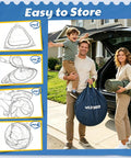 Family storing 10x10 Pop Up Screen House Tent With Mesh Walls, Waterproof Instant Gazebo, easy setup steps shown