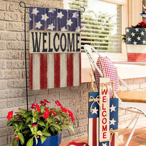 Patriotic 4th Of July Garden Flag 12x18 Double Sided Outdoor Welcome Yard Decor Stars And Stripes weather resistant