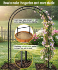 Heavy Duty Galvanized Steel Garden Arch Arbor 7.6 Ft Tall 4.6 Ft Wide Dope Rust Resistant Trellis in outdoor setup