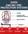 Pro Grade Chrome Sidewall Fire Sprinkler Head Kit For Half Inch NPT Connection standard response with included wrench and escutcheon.