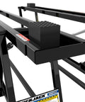 Close-up of 6000TLX Portable Car Lift Bundle with pinch weld blocks, ALI certified 110V power unit, 6000 lb capacity frame