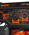 Control panel of Dual Fuel Portable Generator With Electric Start And CO Watchdog, Power Up On Gas Or Propane, 5,600 Peak Watts