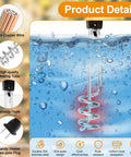 Portable Immersion Water Heater 1000W 110V Submersible Heating Coil shown in water with features list