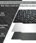 Diagram of Dual Sided 280x280mm Build Plate For Qidi Q2 Series 3D Printers with PEO, spring steel, and PET layers.