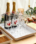 Four Pack Large White Serving Trays Set 16 By 11 Inch Food Grade BPA Free Plastic Platter For Cookies Appetizers Charcuterie Desserts And Party Snacks, Stackable Countertop Display