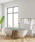 Gold Brushed 7 Piece Bathroom Accessory Kit Wall Mounted Featuring 23.62 Inch Double Towel Bar in modern bathroom