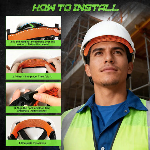 How to install Hard Hat Sweatband 5 Pack Washable Replacement Liner For Welding Helmets And Hard Hats Flame Retardant Cotton