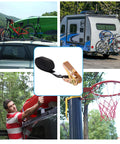 Endless Ratchet Straps No Hook Nylon Tie Downs for Motorcycles and Kayaks, securing bikes and kayaks on car and trailer