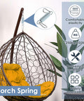 Heavy Duty 2 Pack Porch Swing Springs Set For Garden Hammocks And Hanging Chairs displayed with a wicker chair and plant.