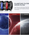 Planets with color shift from #80A Blue, #25 Red, Moon filter, Beginner Telescope Accessory Kit With 8 Pieces Featuring Fully Coated Eyepieces, 2X Barlow Lens, Moon Filter, Color Filters, And A Sturdy Carry Case - The Essential Starter Gear For Newbie Stargazing.