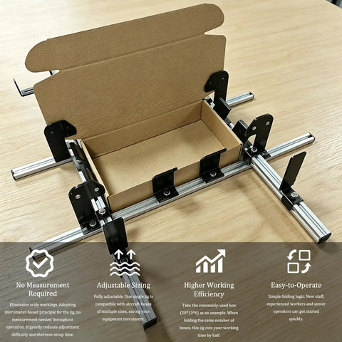 Slick Manual Carton Folder And Aircraft Box Folding Jig Engineered For Hassle Free Cardboard Creasing with adjustable metal features.