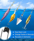 High Strength Fishing Barrel Swivels With Safety Snap Stainless Steel Barrel Swivel For Saltwater And Freshwater Copper Core With Black Nickel Finish Corrosion Resistant Smooth Rotation Solid Ring Tackle Connector, snap on lures