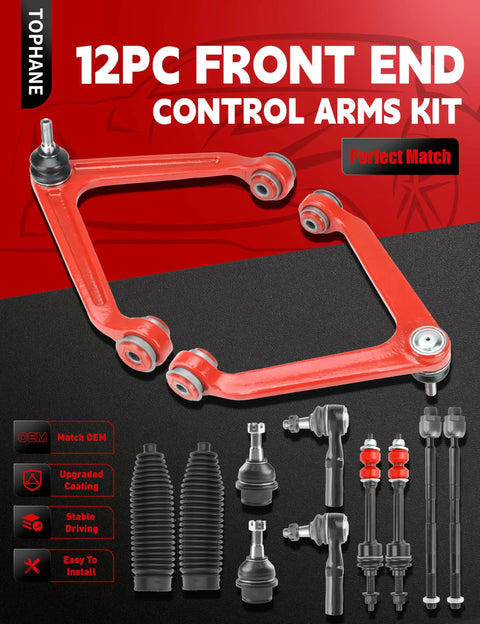 Ram 1500 4WD Front End Suspension Kit 12pc With 2 Upper Control Arms 2 Lower Ball Joints 2 Sway Bar Links 2 Boots Kit