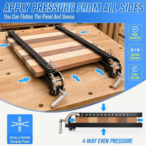 Two Pack 24 Inch Panel Bar Clamps For Woodworking, adjustable carbon steel clamps on glued wood panel