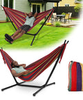 3 In 1 Portable Outdoor Hammock With Stand And Carry Bag, Heavy Duty Steel Frame, 600 Lb Weight Capacity on grass lawn